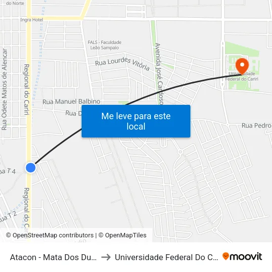 Atacon - Mata Dos Dudas to Universidade Federal Do Cariri map