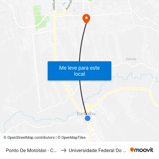 Ponto De Mototáxi - Centro to Universidade Federal Do Cariri map