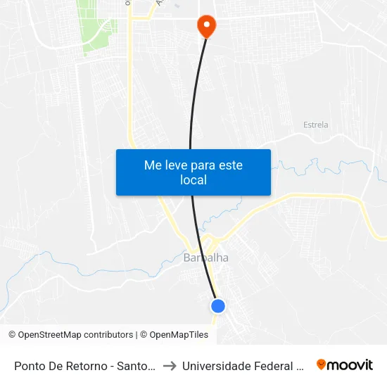 Ponto De Retorno - Santo Antônio to Universidade Federal Do Cariri map