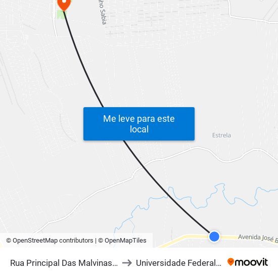 Rua Principal Das Malvinas - Malvinas to Universidade Federal Do Cariri map