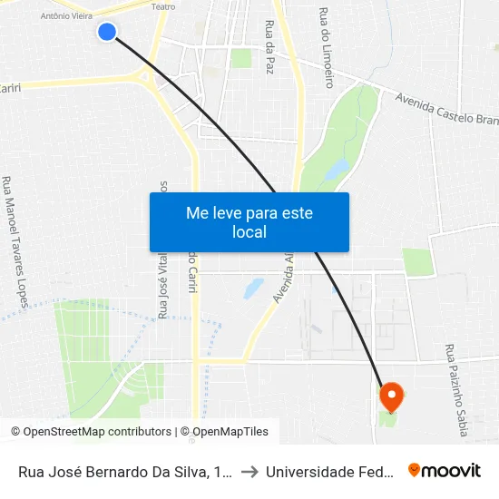 Rua José Bernardo Da Silva, 113 - Antônio Vieira to Universidade Federal Do Cariri map