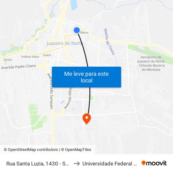 Rua Santa Luzia, 1430 - São Miguel to Universidade Federal Do Cariri map