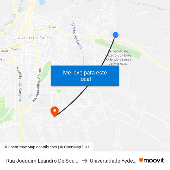Rua Joaquim Leandro De Sousa, Sn -  Aeroporto to Universidade Federal Do Cariri map