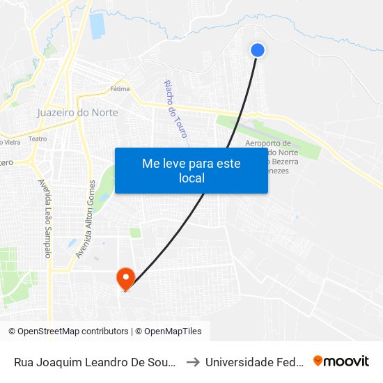 Rua Joaquim Leandro De Sousa 1750 - Pedrinhas to Universidade Federal Do Cariri map