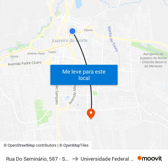 Rua Do Seminário, 587 - São Miguel to Universidade Federal Do Cariri map