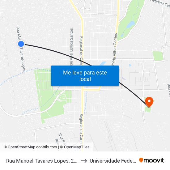 Rua Manoel Tavares Lopes, 2652 - Frei Damião to Universidade Federal Do Cariri map