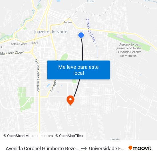 Avenida Coronel Humberto Bezerra | Liquigás - São Geraldo to Universidade Federal Do Cariri map
