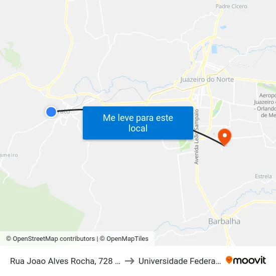 Rua Joao Alves Rocha, 728 - Novo Crato to Universidade Federal Do Cariri map