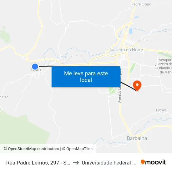 Rua Padre Lemos, 297 - Seminário to Universidade Federal Do Cariri map