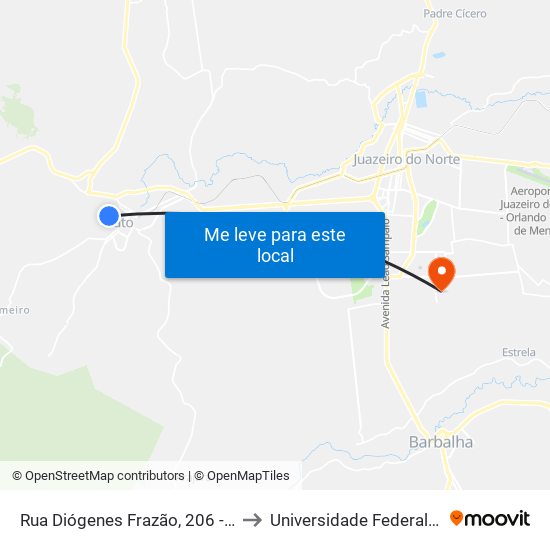 Rua Diógenes Frazão, 206 - Seminário to Universidade Federal Do Cariri map