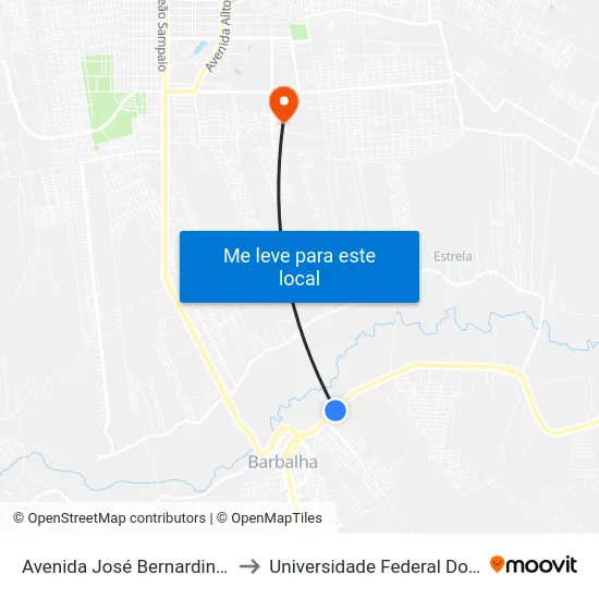 Avenida José Bernardino, 736 to Universidade Federal Do Cariri map