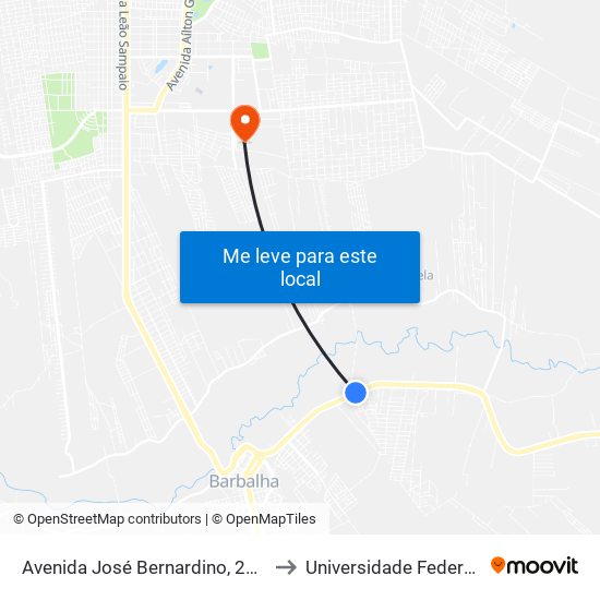 Avenida José Bernardino, 2010 - Malvinas to Universidade Federal Do Cariri map