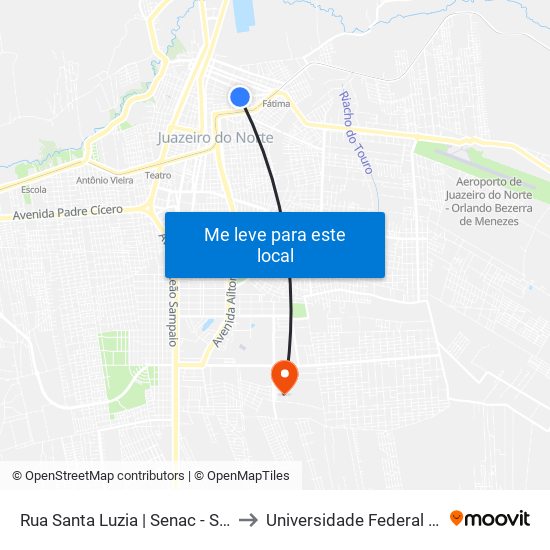 Rua Santa Luzia | Senac - São Miguel to Universidade Federal Do Cariri map