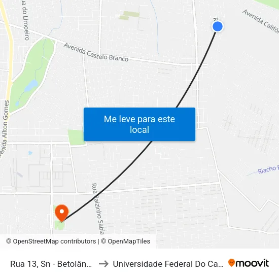 Rua 13, Sn - Betolândia to Universidade Federal Do Cariri map
