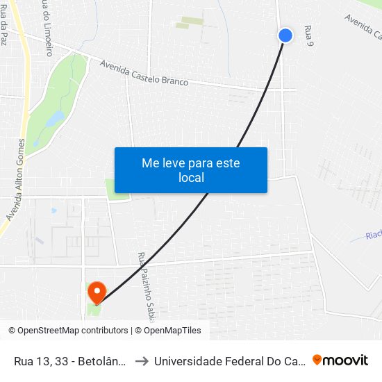 Rua 13, 33 - Betolândia to Universidade Federal Do Cariri map