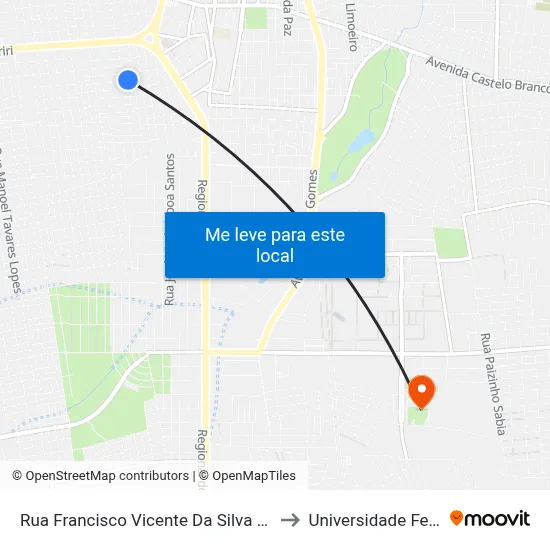 Rua Francisco Vicente Da Silva Cavalcante, 17 - Triangulo to Universidade Federal Do Cariri map