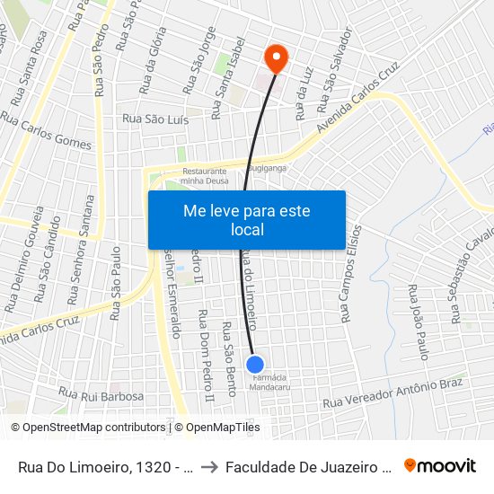 Rua Do Limoeiro, 1320 - Franciscanos to Faculdade De Juazeiro Do Norte - Fjn map
