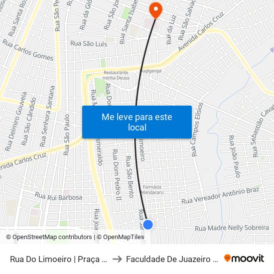 Rua Do Limoeiro | Praça Do Sol - Pirajá to Faculdade De Juazeiro Do Norte - Fjn map