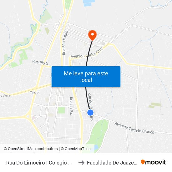 Rua Do Limoeiro | Colégio Maria Amélia - Limoeiro to Faculdade De Juazeiro Do Norte - Fjn map