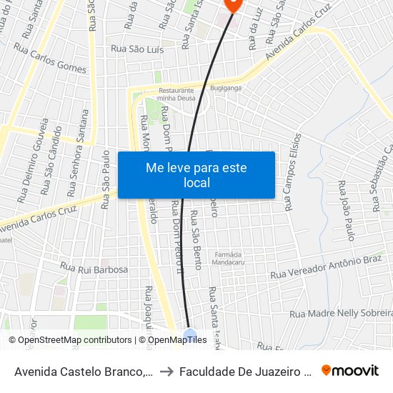 Avenida Castelo Branco, 1407 - Pirajá to Faculdade De Juazeiro Do Norte - Fjn map