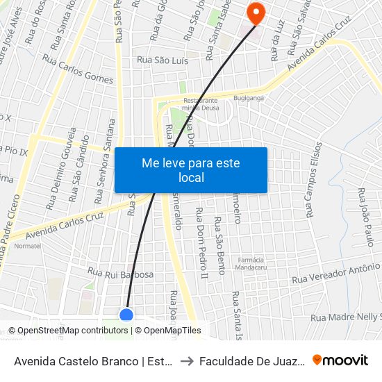 Avenida Castelo Branco | Estádio Romeirão - Romeirão to Faculdade De Juazeiro Do Norte - Fjn map