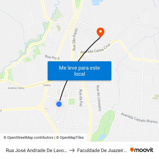 Rua José Andrade De Lavor | Sesi - Romeirão to Faculdade De Juazeiro Do Norte - Fjn map