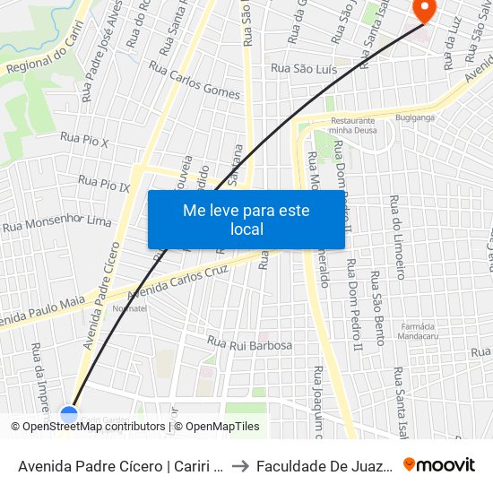 Avenida Padre Cícero | Cariri Shopping - Antonio Vieira to Faculdade De Juazeiro Do Norte - Fjn map