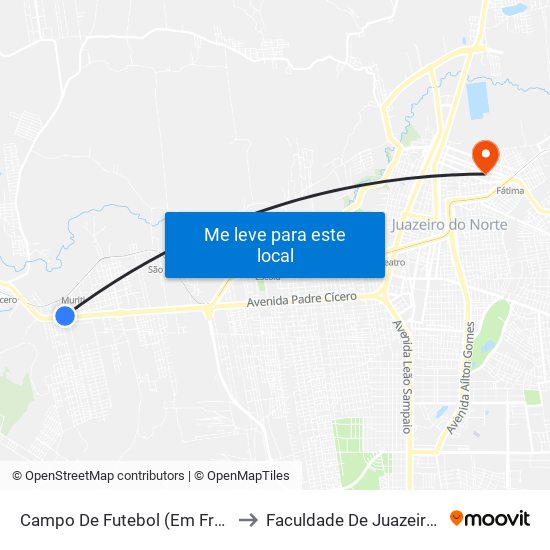 Campo De Futebol (Em Frente) - Santa Luzia to Faculdade De Juazeiro Do Norte - Fjn map