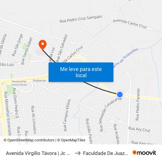 Avenida Virgílio Távora | Jc Pré-Moldados - Timbúba to Faculdade De Juazeiro Do Norte - Fjn map
