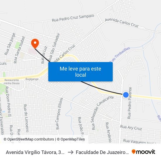 Avenida Virgílio Távora, 3033 - Aeroporto to Faculdade De Juazeiro Do Norte - Fjn map