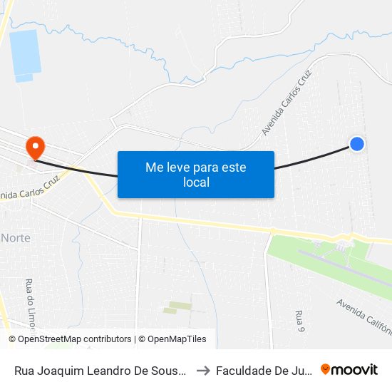 Rua Joaquim Leandro De Sousa | Praça Dos Esportes - Aeroporto to Faculdade De Juazeiro Do Norte - Fjn map