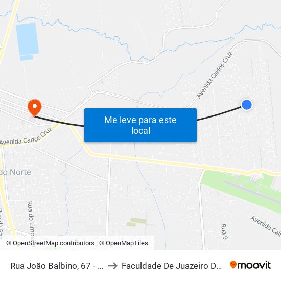 Rua João Balbino, 67 - Aeroporto to Faculdade De Juazeiro Do Norte - Fjn map