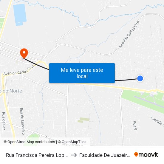 Rua Francisca Pereira Lopes, 61 - Aeroporto to Faculdade De Juazeiro Do Norte - Fjn map