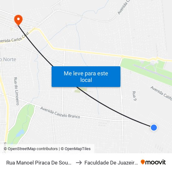 Rua Manoel Piraca De Souza, 958 - Brejo Seco to Faculdade De Juazeiro Do Norte - Fjn map