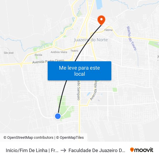 Início/Fim De Linha | Frei Damião to Faculdade De Juazeiro Do Norte - Fjn map