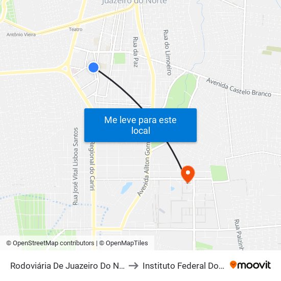 Rodoviária De Juazeiro Do Norte - Romeirão to Instituto Federal Do Ceará - Ifce map