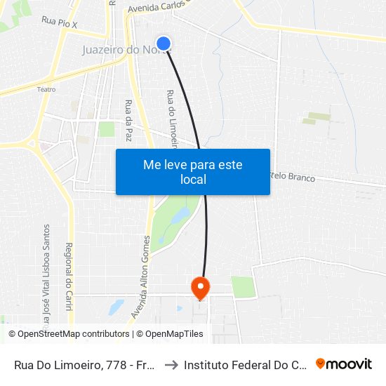Rua Do Limoeiro,  778 - Franciscanos to Instituto Federal Do Ceará - Ifce map