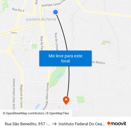 Rua São Benedito, 957 - Pio XII to Instituto Federal Do Ceará - Ifce map