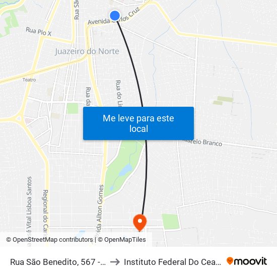 Rua São Benedito, 567 - Pio XII to Instituto Federal Do Ceará - Ifce map