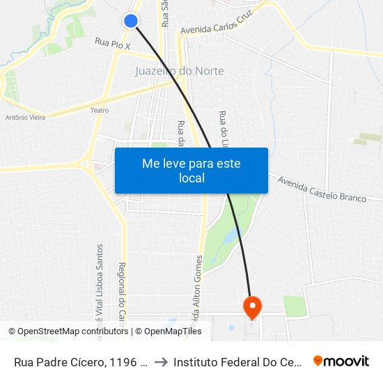Rua Padre Cícero, 1196 - Centro to Instituto Federal Do Ceará - Ifce map