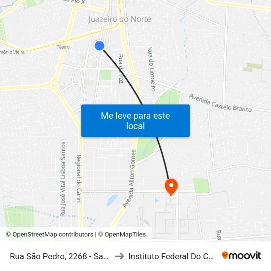 Rua São Pedro, 2268 - Santa Tereza to Instituto Federal Do Ceará - Ifce map
