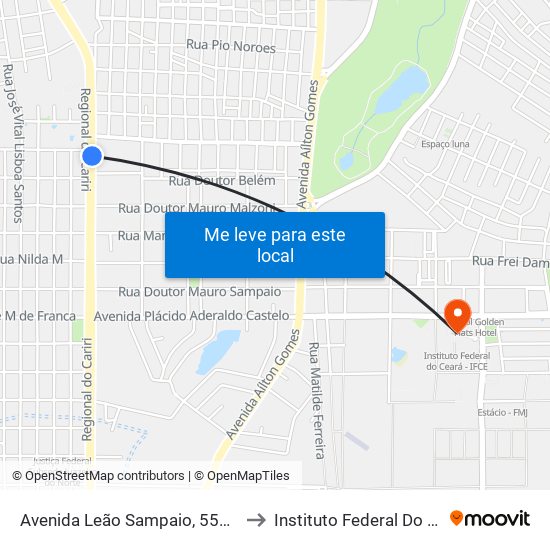 Avenida Leão Sampaio, 557  - João Cabral to Instituto Federal Do Ceará - Ifce map