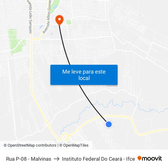 Rua P-08 - Malvinas to Instituto Federal Do Ceará - Ifce map