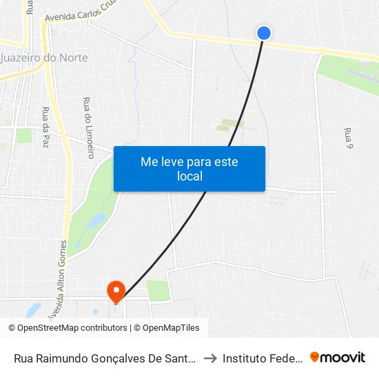 Rua Raimundo Gonçalves De Santana | Ponto De Parada 01 - Aeroporto to Instituto Federal Do Ceará - Ifce map