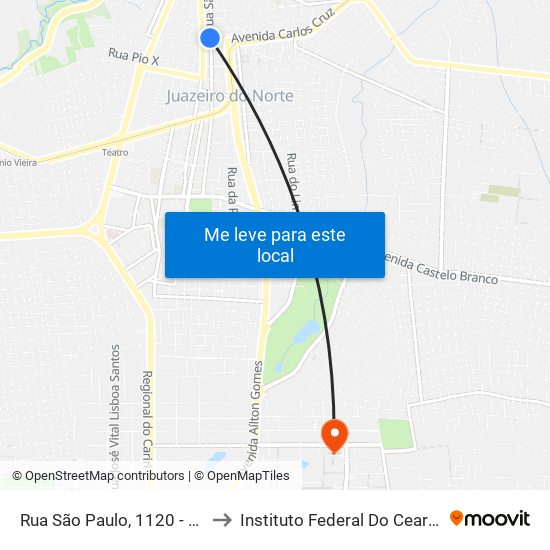 Rua São Paulo, 1120 - Centro to Instituto Federal Do Ceará - Ifce map