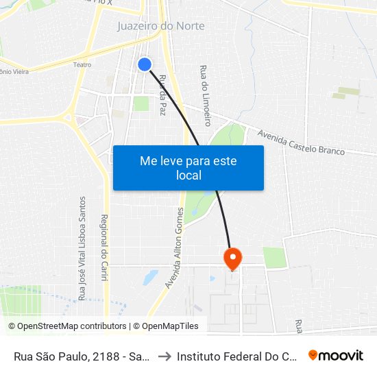 Rua São Paulo, 2188 - Santa Tereza to Instituto Federal Do Ceará - Ifce map