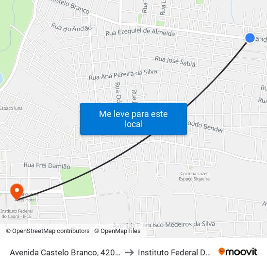 Avenida Castelo Branco, 4204 - Novo Juazeiro to Instituto Federal Do Ceará - Ifce map