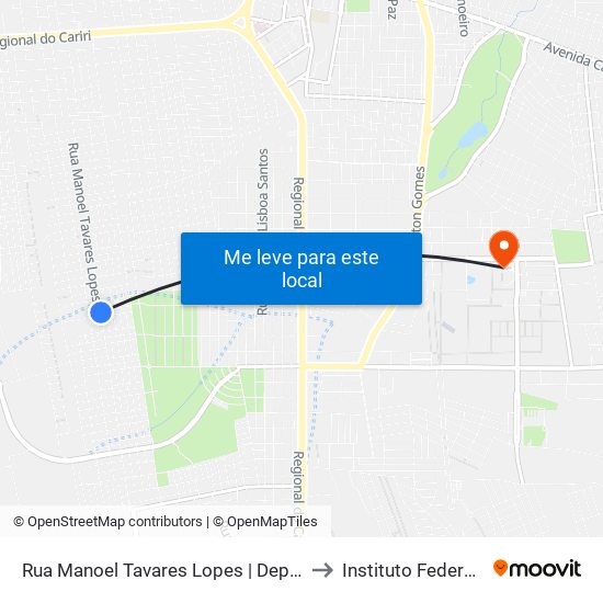 Rua Manoel Tavares Lopes | Depósito São Lázaro - Frei Damião to Instituto Federal Do Ceará - Ifce map