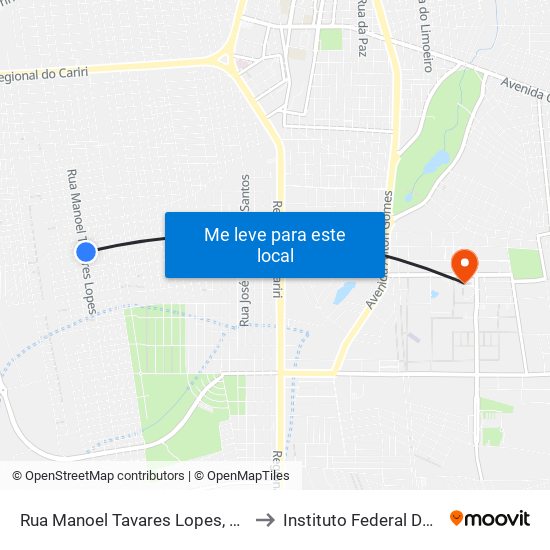 Rua Manoel Tavares Lopes, 159 - Frei Damião to Instituto Federal Do Ceará - Ifce map