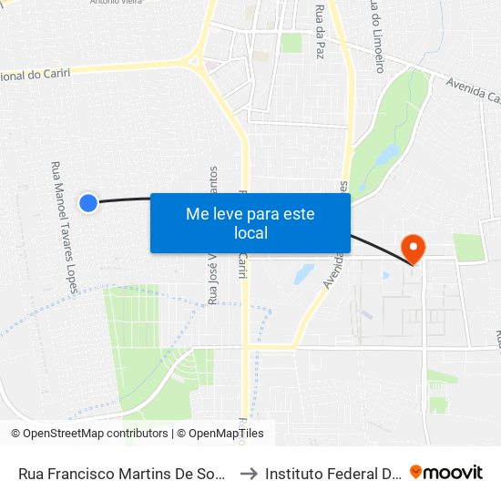 Rua Francisco Martins De Sousa, 09 - Frei Damião to Instituto Federal Do Ceará - Ifce map